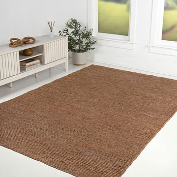 Griffin Rustic Farmhouse Woven Jute Solid Area Rug
